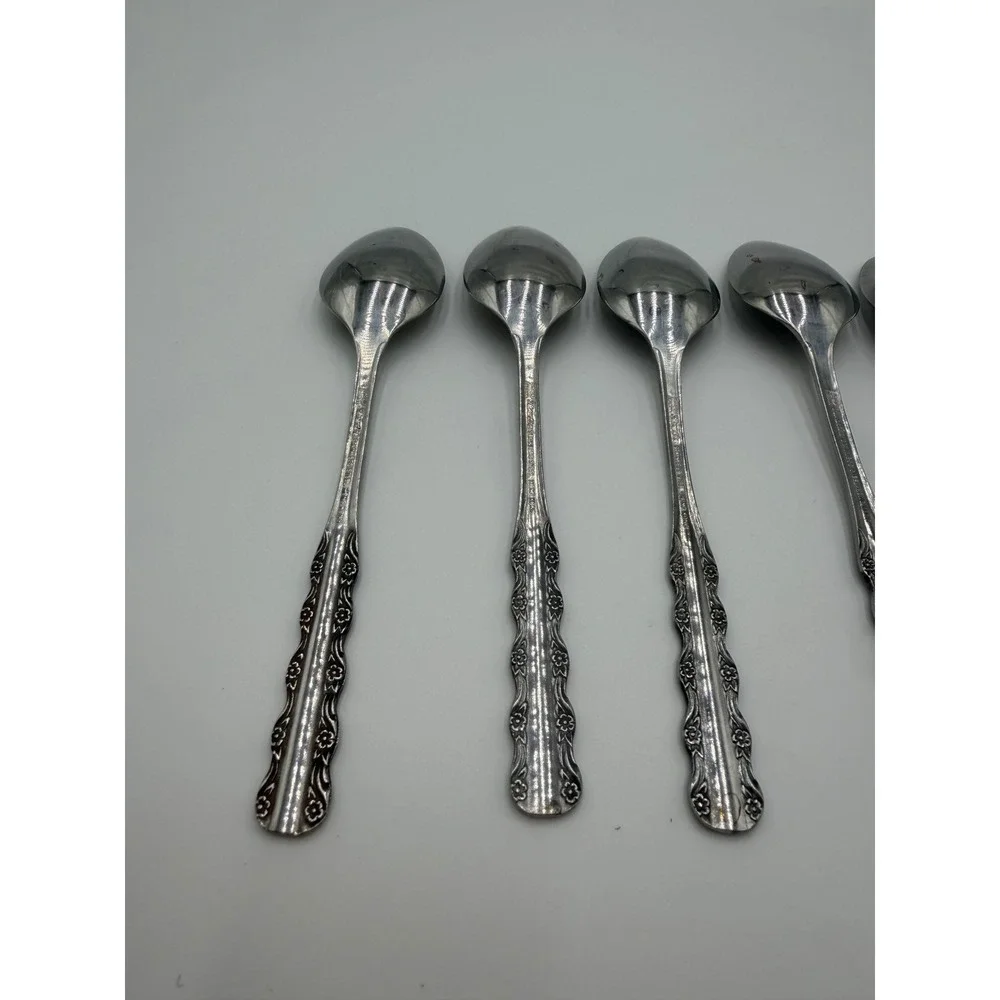 Ekco Eterna Florentine Stainless Teaspoons Set of 6 Floral Flatware Hong Kong